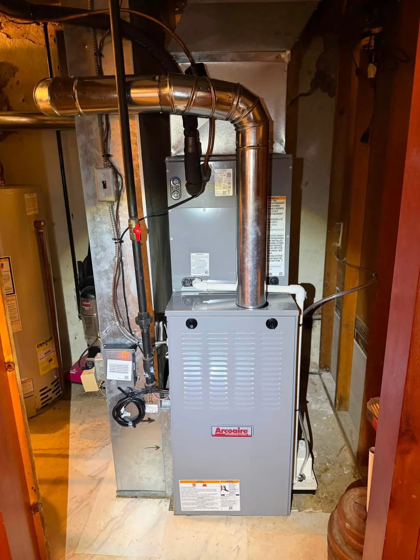 Indoor furnace with venting and ductwork