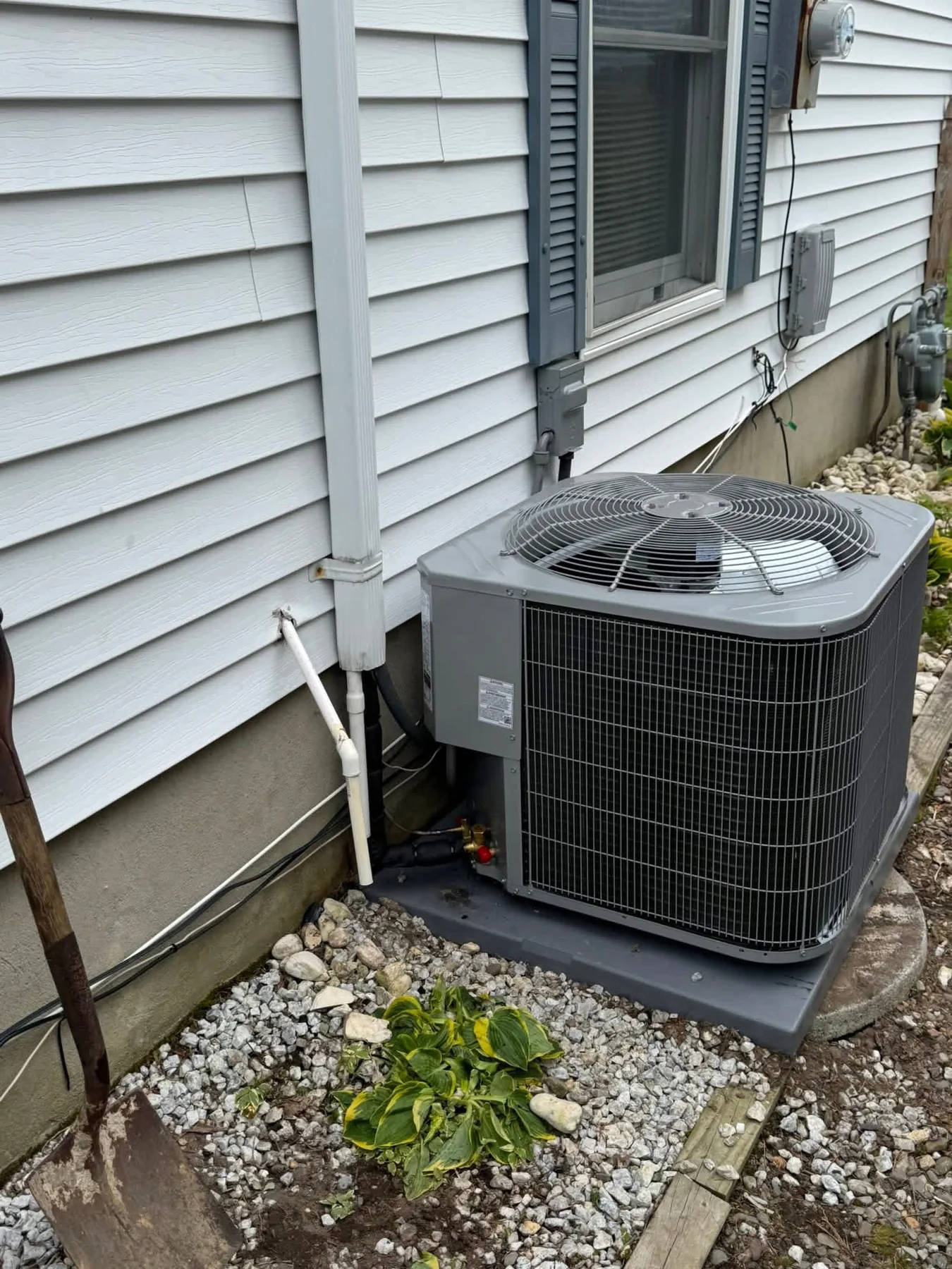 Outdoor HVAC condenser installation